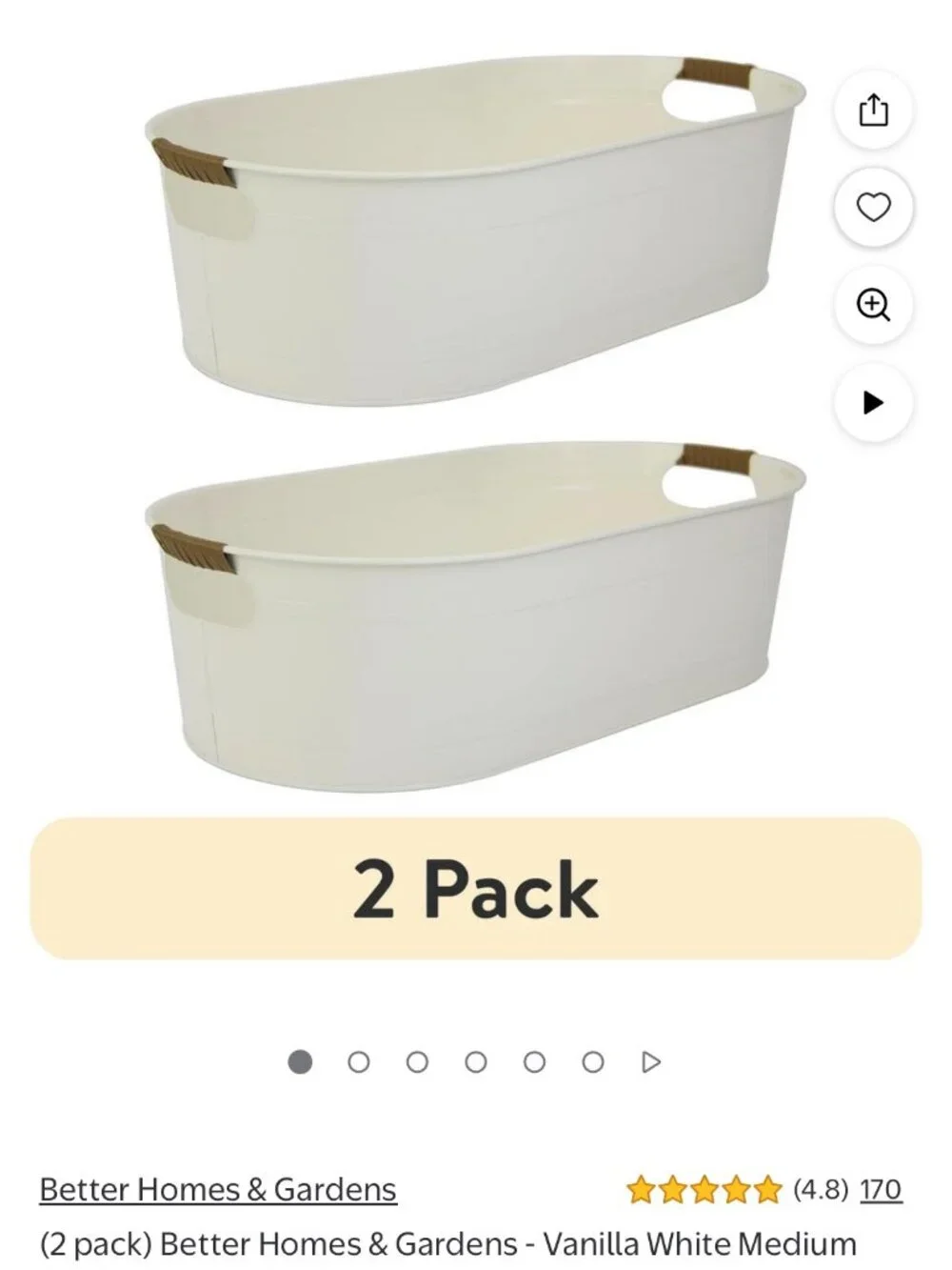 2 Pack of Better Homes & Garden White Storage Tubs